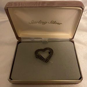 Vintage sterling silver and marcasite brooch